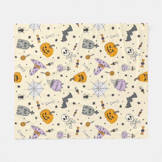 Cute Halloween Pattern Fleece Deken (Voorkant (Horizontaal))