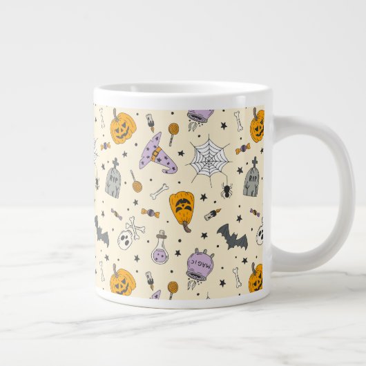 Cute Halloween Pattern Grote Koffiekop (Rechts)