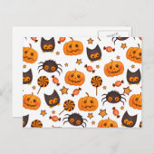 Cute Halloween Pattern Illustratie Briefkaart (Voorkant / Achterkant)