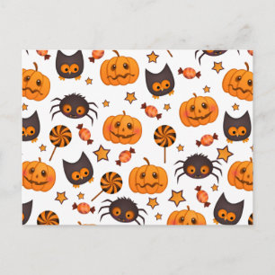 Cute Halloween Pattern Illustratie Briefkaart