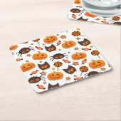 Cute Halloween Pattern Illustratie Kartonnen Onderzetters (Schuin)