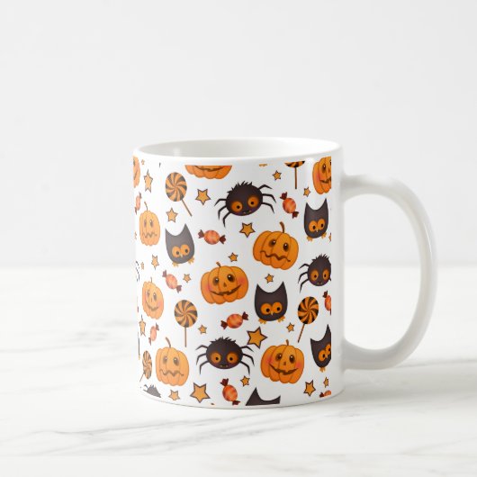 Cute Halloween Pattern Illustratie Koffiemok (Rechts)