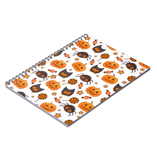 Cute Halloween Pattern Illustratie Notitieboek (Linkerzijde)