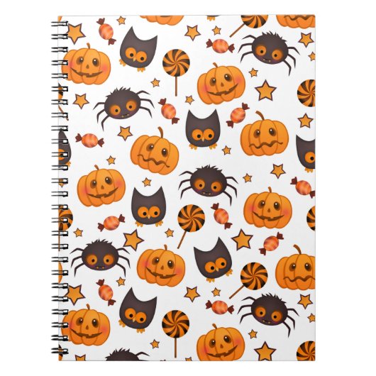 Cute Halloween Pattern Illustratie Notitieboek (Voorkant)