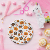 Cute Halloween Pattern Illustratie Papieren Bordje (Feest)