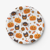 Cute Halloween Pattern Illustratie Papieren Bordje (Voorkant)