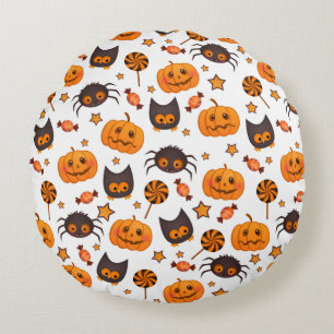 Cute Halloween Pattern Illustratie Rond Kussen