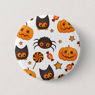 Cute Halloween Pattern Illustratie Ronde Button 5,7 Cm