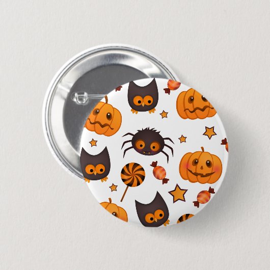 Cute Halloween Pattern Illustratie Ronde Button 5,7 Cm (Voorkant /achterkant)