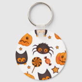 Cute Halloween Pattern Illustratie Sleutelhanger (Voorkant)