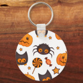 Cute Halloween Pattern Illustratie Sleutelhanger (Voorkant)