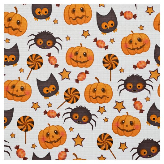 Cute Halloween Pattern Illustratie Stof (Swatch)