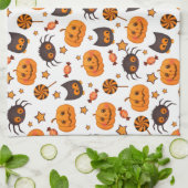 Cute Halloween Pattern Illustratie Theedoek (Gevouwen)