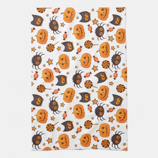Cute Halloween Pattern Illustratie Theedoek (Verticaal)