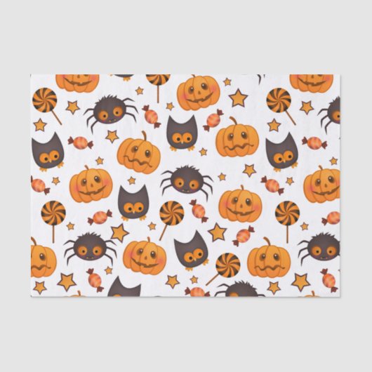 Cute Halloween Pattern Illustratie Tissuepapier (Voorkant)