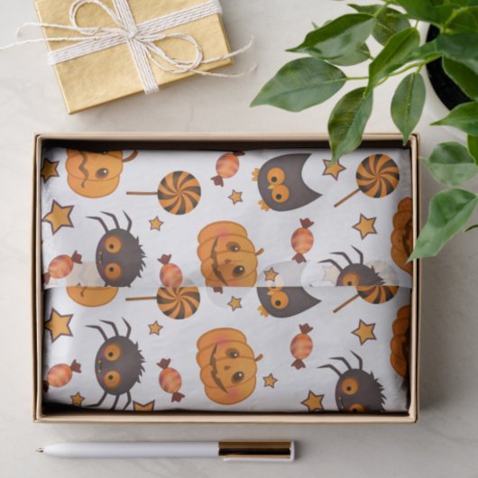 Cute Halloween Pattern Illustratie Tissuepapier (Geschenk)