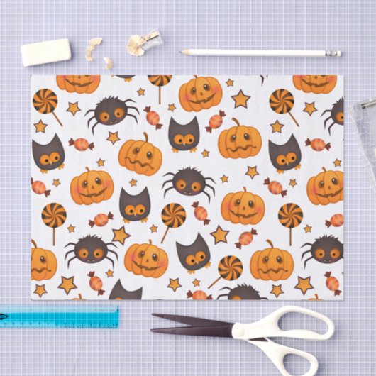 Cute Halloween Pattern Illustratie Tissuepapier (Craft)