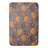 Cute Halloween Pattern Paarse Achtergrond Badmat (Voorkant Verticaal)