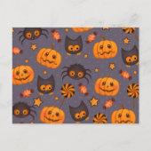 Cute Halloween Pattern Paarse Achtergrond Briefkaart (Voorkant)