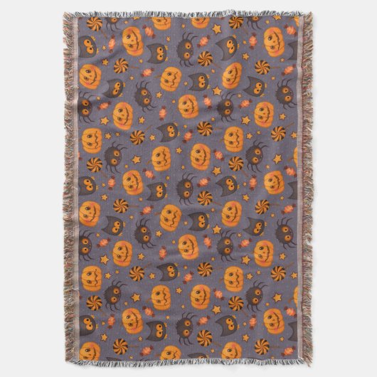 Cute Halloween Pattern Paarse Achtergrond Deken (Voorkant Verticaal)