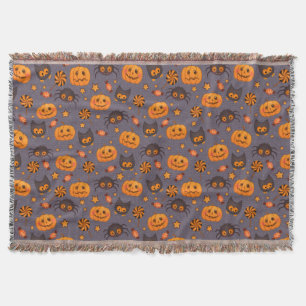 Cute Halloween Pattern Paarse Achtergrond Deken
