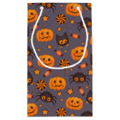 Cute Halloween Pattern Paarse Achtergrond Klein Cadeauzakje (Achterkant)