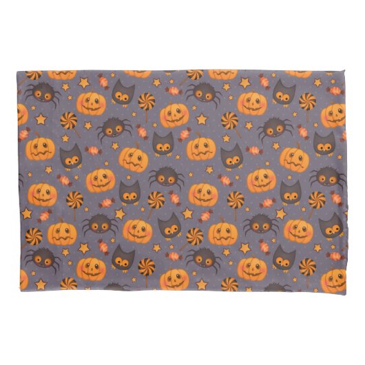 Cute Halloween Pattern Paarse Achtergrond Kussensloop (Voorkant)