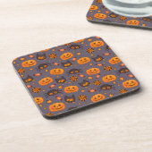 Cute Halloween Pattern Paarse Achtergrond Onderzetter (Linkerzijde)