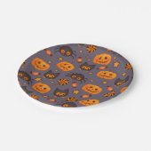 Cute Halloween Pattern Paarse Achtergrond Papieren Bordje (Gekanteld)