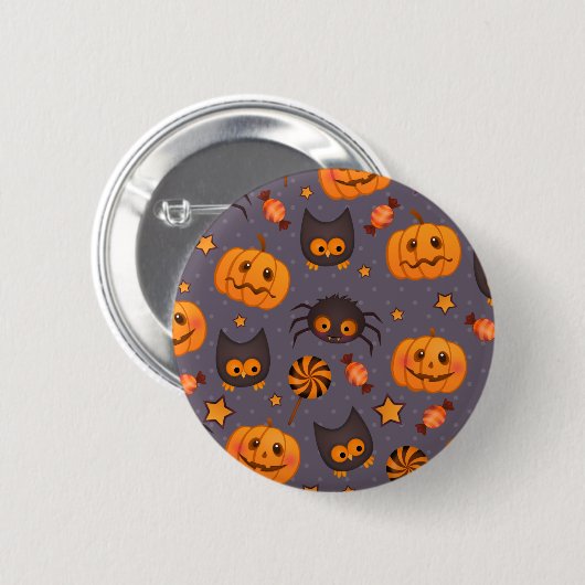 Cute Halloween Pattern Paarse Achtergrond Ronde Button 5,7 Cm (Voorkant /achterkant)