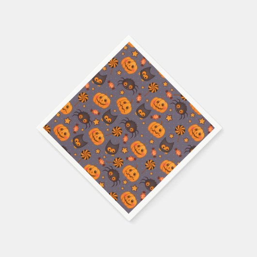 Cute Halloween Pattern Paarse Achtergrond Servet (Hoek)