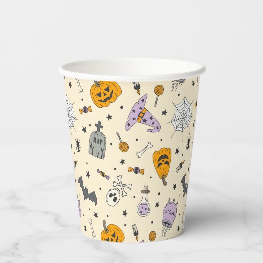 Cute Halloween Pattern Papieren Bekers (Achterkant)