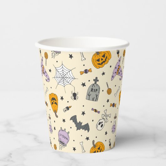 Cute Halloween Pattern Papieren Bekers (Voorkant)