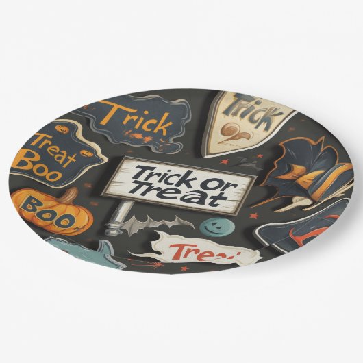 Cute Halloween Pattern Papieren Bordje (Gekanteld)