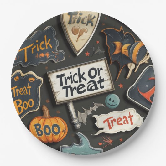 Cute Halloween Pattern Papieren Bordje (Voorkant)