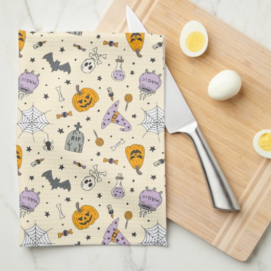 Cute Halloween Pattern Theedoek (Quarter Fold)