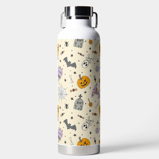 Cute Halloween Pattern Waterfles (Voorkant)