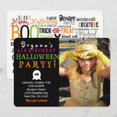 Cute Halloween Photo Card of Birthday Invitation Kaart (Voorkant / Achterkant)