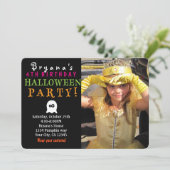 Cute Halloween Photo Card of Birthday Invitation Kaart (Staand voorkant)