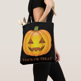 Cute Halloween pompoen met Trick or treat tekst Tote Bag