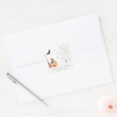 Cute Halloween Pompoen Spinnenweb Bruidsborrel Vierkante Sticker (Envelop)