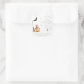 Cute Halloween Pompoen Spinnenweb Bruidsdiner Vierkante Sticker (Tas)