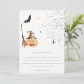 Cute Halloween Pompoen Spinnenweb Bruidsmeisjesfee Bedankkaart (Staand voorkant)
