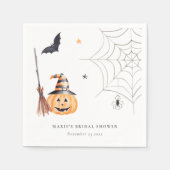 Cute Halloween Pompoen Spinnenweb Bruidsuitnodigin Servet (Voorkant)