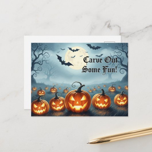 Cute Halloween Postcard Briefkaart (Voorkant / Achterkant in situ)