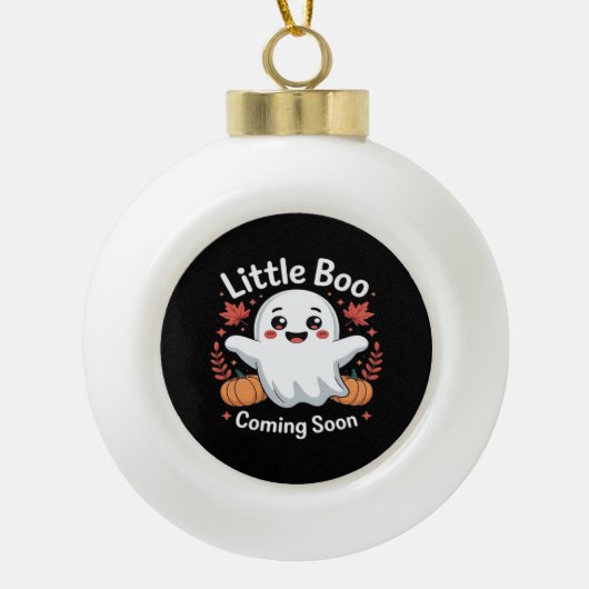 Cute Halloween Pregnancy Announcement Keramische Bal Ornament (Voorkant)
