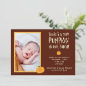Cute Halloween Pumpkin Birth Announement Kaart (Staand voorkant)