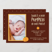 Cute Halloween Pumpkin Birth Announement Kaart (Voorkant / Achterkant)