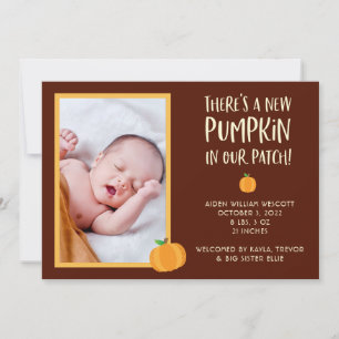 Cute Halloween Pumpkin Birth Announement Kaart