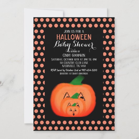 Cute Halloween Pumpkin Black Oranje Baby shower  Kaart (Voorkant)